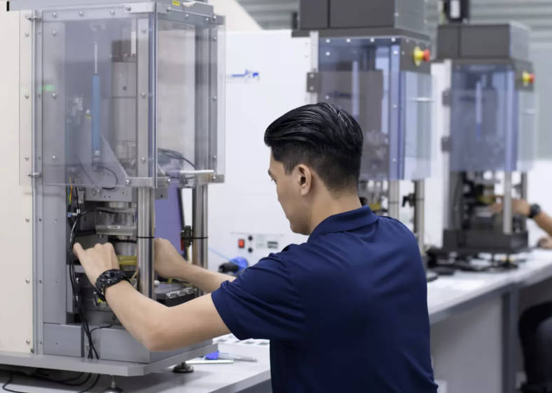 Automated geotechnical testing laboratory with robotic equipment placeholder